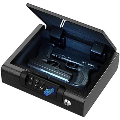 BILLCONCH Biometric Gun Safe for Pistols 3-Ways unlock Fingerprint Digital PIN Key Unlock Sound - $66.63 + FREE Shipping