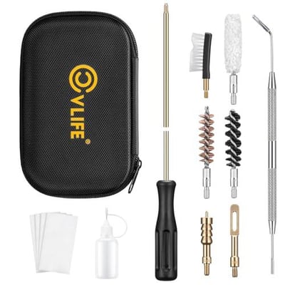  40% off CVLIFE Gun Cleaning Kit 9mm Cleaning Kit for 9mm/.380/.357Cal Pistol, Handgun Cleaning Kit - Bronze Bore Brush, Brass Jag in Organizer Case w/code 8OGPD7TN + FREE Shipping