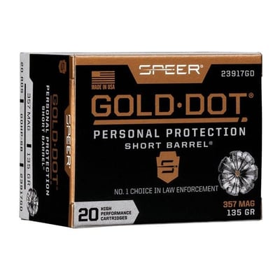 SPEER - 357 Magnum 135gr Gold Dot Hollow Point Short BBL 20/Box - $28.49