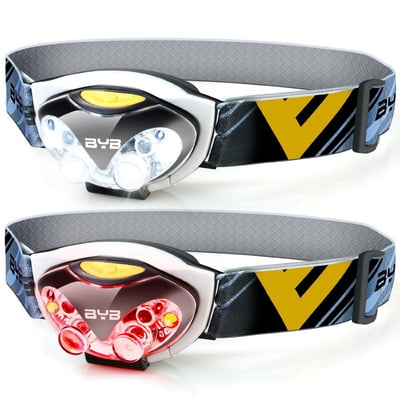 Pack of 2, BYB E-0460 LED Headlamp Flashlights 3 Modes - $7.99 + Free S/H over $49 (Free S/H over $25)