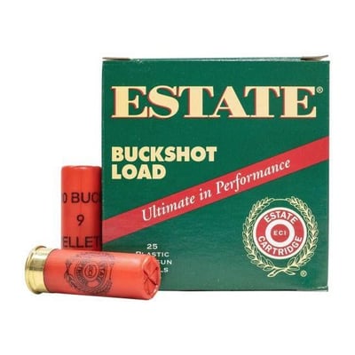 Estate 2.75" 00 Buckshot 12 Gauge Ammunition 25 Rounds - HV12BK25 00 - $27.99