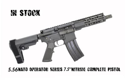 Zaviar Firearms 5.56 NATO 'Operator Series' 7.5" Nitride Complete Pistol / 1:7 Twist / 7" MLOK Handguard /Pistol SBA3 - $449.99 