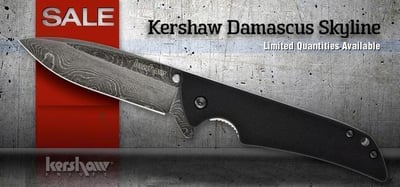 Kershaw Damascus Skyline Knife 3.125" Plain (Made in USA) - $74.95 (Free S/H over $99)