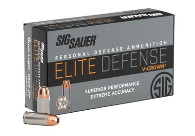 Sig Sauer Elite V-Crown 9mm Ammo 115gr JHP 50 Rounds - $33.99