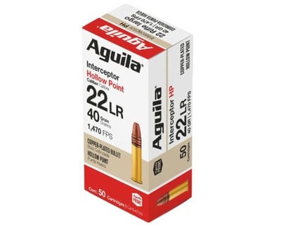 Aguila Interceptor .22 LR 40 gr HP 1470 fps 50/ct - $7.49 