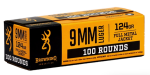 Browning 9mm Luger 124 FMJ Value Pack Ammunition 100rd BOX - $24.99 
