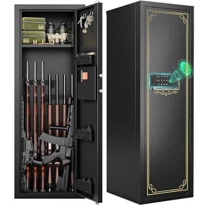KAER 10-15 Biometric Gun Safe for Rifles and Pistols, Large Cabinet, Removable Racks & Adjustable Shelf - Fingerprint Keypad Lock Rifle Safe for Home & Hunting (AR-15) - $169.99 + FREE Shipping