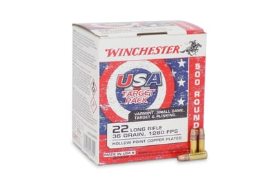 Winchester USA .22LR 36gr Copper Plated Hollow Point Rimfire Ammo - 5000 Rounds - USA22LR500 - $289.99 (FREE Shipping over $50)