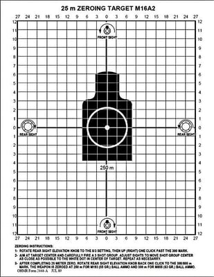 M16A2 25 Meter Zeroing Target (25 ct) - $5.94 + $4.99 S/H (Free S/H over $25)