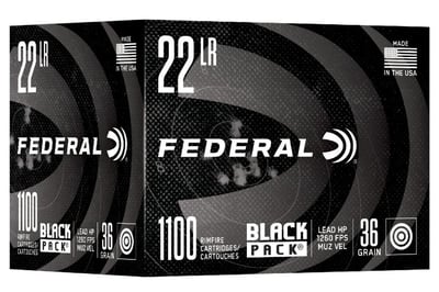 Federal 22LR 36 gr Lead Hollow Point Limited Edition Black Pack 1100 Round Brick - $59.99 (Free S/H on Firearms)