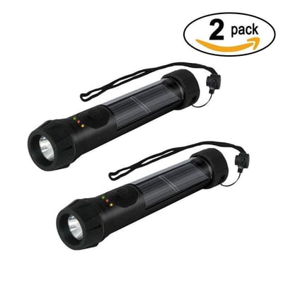 Hybrid Solar Powered Flashlight with Emergency Battery Backup - Black (2 pack) - $7.75 shipped (Free S/H over $25)