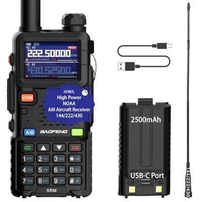 BAOFENG 5RM Ham Radio 10W Handheld Long Range 2 Way Radio UV-5R Upgraded Walkie Talkies, NOAA Weather Receiver, Type C Charging, 999CH Frequency Copy - $16.79 (Limited time deal) + FREE Shipping