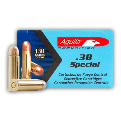 Aguila Handgun Ammo .38 Special 130 Grain Full Metal Jacket 50 rounds - $19.99 (Buyer’s Club price shown - all club orders over $49 ship FREE)