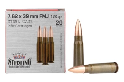 Sterling Steel Case 7.62x39 123gr FMJ - Box of 20 - $9.50