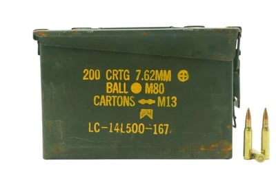 Lake City 7.62x51 147 Grain FMJ M80 200 Rounds - $200 w/code: GUNDEALS10 + Free Shipping