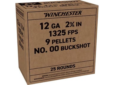 Winchester 12 Gauge Buckshot Ammo 2-3/4" 25 Rounds - $15.99 (Free Shipping on $100+ Orders)