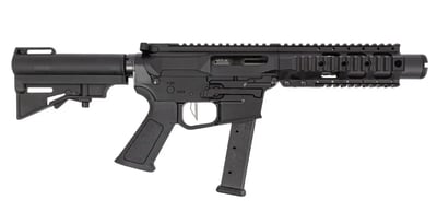 DPMS Kitty Kat 9mm 4" Barrel 27rd Pistol, Quad Rail, CAR Blade Brace, Black - $711.55 (Add to Cart for Best Price) + Free Shipping