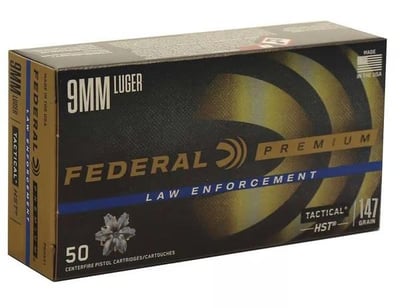 FEDERAL AMMO Premium Law Enforcement 9mm 147Gr HST JHP 50rd - $27.99 (FREE Shipping on Firearms)