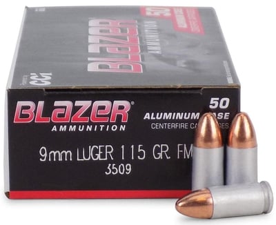 Blazer Aluminum 9mm 115 Gr FMJ 1000 Rnd - $204.49 