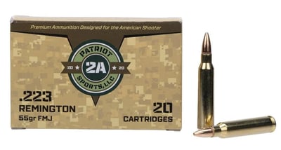 Patriot Sports LLC 223 Remington 55gr FMJ - Box of 20 - $8.99