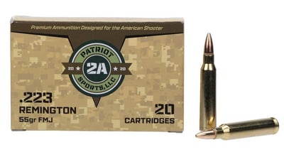 Patriot Sports LLC 223 Remington 55gr FMJ - Box of 20 - $7.99 