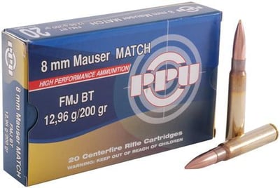 PPU 8mm Mauser 198 Grain FMJ-BT 20 rounds - $22.79 (Buyer’s Club price shown - all club orders over $49 ship FREE)