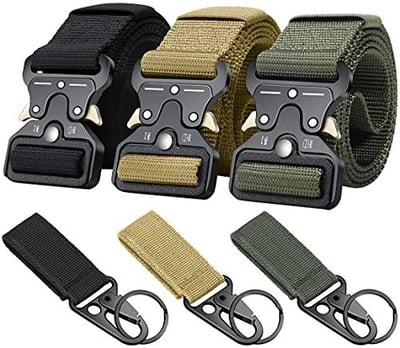 3-Pack Military Style Tactical Belts for Men, Quick-Release Metal Buckle with Molle Key Ring Holder - $16.46 + FREE Shipping