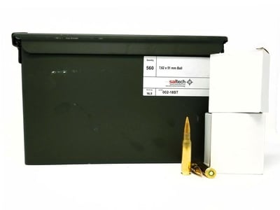 Saltech 150 gr FMJ 7.62x51 M80 Ammunition, 560 Rounds in Ammo Can - $449.99 