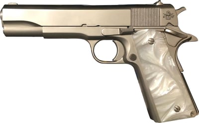 Rock Island Armory M1911-A1 GI Nickel .45 ACP 5" Barrel 8-Rounds Mother of Pearl Grips - $449.99 ($19.99 S/H on Firearms / $15.99 Flat Rate S/H on ammo)