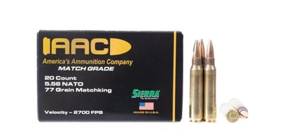 AAC 5.56 NATO 77 Grain Sierra MatchKing HPBT W/Cannelure 20rd Box - $15.99