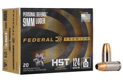Federal 9mm Luger 124 gr HST JHP Personal Defense 20/Box - $17.99 (Free S/H on Firearms)