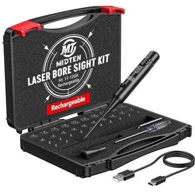 35% off MidTen Laser Bore Sight Kit, Professional Red/Green Laser Bore Sight with 32 Adapters Fit 0.17 to 12GA Cal, Multiple Caliber Bore Sight Kit for All Gun, Powerful Hunting Rechargeable Bore Sight Tool w/code 25KMY336  + FREE Shipping