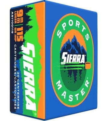 Sierra Sports Master 9mm Ammo 115 Grain JHP 20rds - A81100119 - $6.99