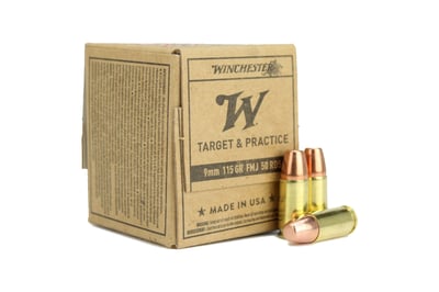 Winchester 9mm FMJ 115gr Service Grade Handgun Ammo - 1000 round case - SG9W50 - $229.95 