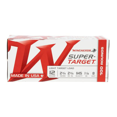Winchester Ammo TRGT128VP Super-Target Light Target 12 Gauge 2.75" 1 1/8 oz 8 Shot Shotgun Ammo 100 Rounds - $39.99 (FREE Shipping over $50)