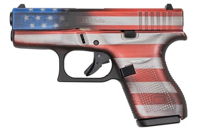 Glock 42 380 ACP Single Stack Pistol with Battleworn American Flag Cerakote Finish (Made in USA) - $509.99 (Free S/H on Firearms)