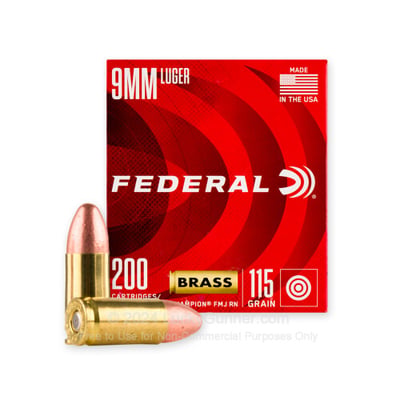 Federal Champion Training 9mm Luger 115 Grain Full Metal Jacket 600 Rds - $121.99 