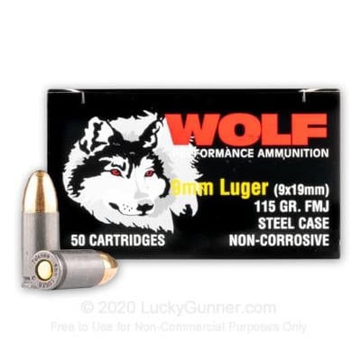 Wolf Performance 9mm 115 Grain FMJ 1000 Rounds - $225