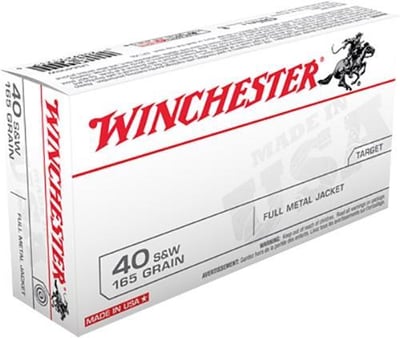 Winchester USA .40 S&W 165 Grain FMJ Ammo - 50 Rounds per Box - $20.79