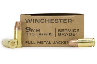 Winchester Ammo SG9W Service Grade 9mm Luger 115 gr Full Metal Jacket (FMJ) 1000 rd CASE - $229.99 + Free Shipping 