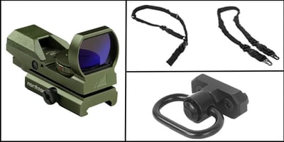 Reflex + Sling Combo: Northtac MVR Green Reflex Sight Reticle Red/Green 50/cs + Trinity Force QD Sling Mount + VISM 2 Point or 1 Point Sling w/Metal Spring Clips - Black - $39.99 (FREE S/H over $120)