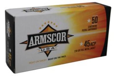 Armscor FAC45-12N 45 ACP 230 Grain Full Metal Jacket Handgun Ammo - 1000 Rounds - FAC45-12N - $549.99 