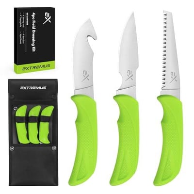 Extremus by KastKing Hunting Knife Set, 4/8-Piece Field Dressing Kit with Gut Hook Skinning Knife, Caping Knife & Bone Saw for Deer, Elk & Big Game, Hunting Gear and Accessories, Gifts for Men - $34.99 + FREE Shipping