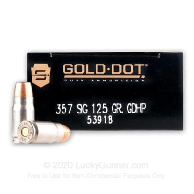 Speer Gold Dot LE 357 Sig 125 Grain JHP 50 Rounds - $40