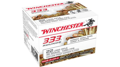 Winchester 333 .22 Long Rifle 36 grain Copper Plated Hollow Point - $24.56 w/code "SBS9" (Free S/H over $49 + Get 2% back from your order in OP Bucks)