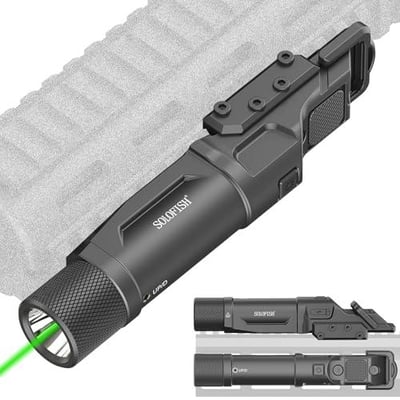 Solofish 1750 Lumens Green Laser Light Combo Picatinny/Mlok Rail for Rifle, Rechargeable with Switch Protection Guard - $35.95 + FREE Shipping