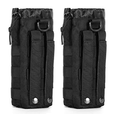 Upgraded Sports Water Bottles Pouch Bag, Tactical Drawstring Molle Holder Pouches, Travel Mesh Tactical Hydration Carrier (Black-2 Pack) - $13.99 (Free S/H over $25)