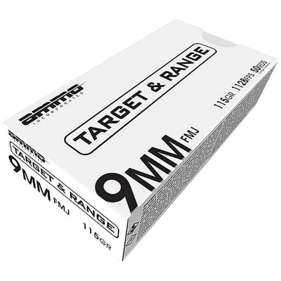 Ammo Inc Target and Range 9mm 115 gr FMJ 50rds Handgun Ammo for Reliable Practice 50 Rnd - $9.99