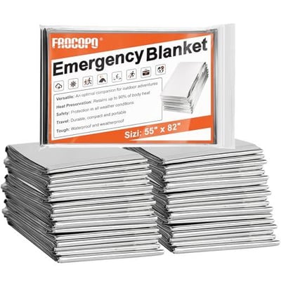 Frocopo 6 Pack Emergency Mylar Blanket, Survival Rescue Insulating Reflective foil kit Outdoors Hiking Camping Blanket - $5.98 (Limited time deal) + FREE Shipping