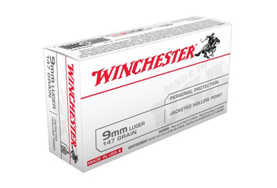 Winchester USA 9mm Ammo 147 Grain JHP, 50rds - $19.59 